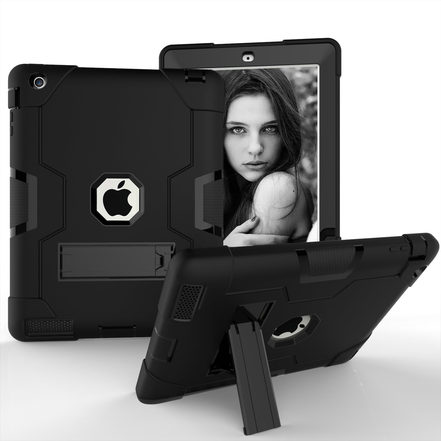 Cool PC + Silicone Hybrid Kickstand Tablet Casing Cover for iPad 4/3/2