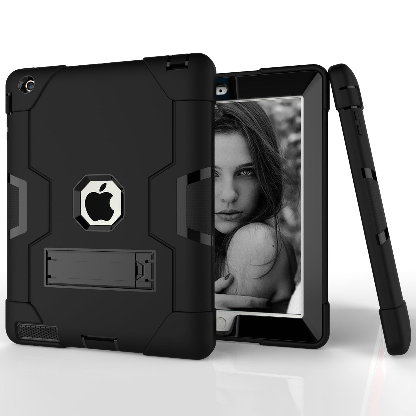 Cool PC + Silicone Hybrid Kickstand Tablet Casing Cover for iPad 4/3/2