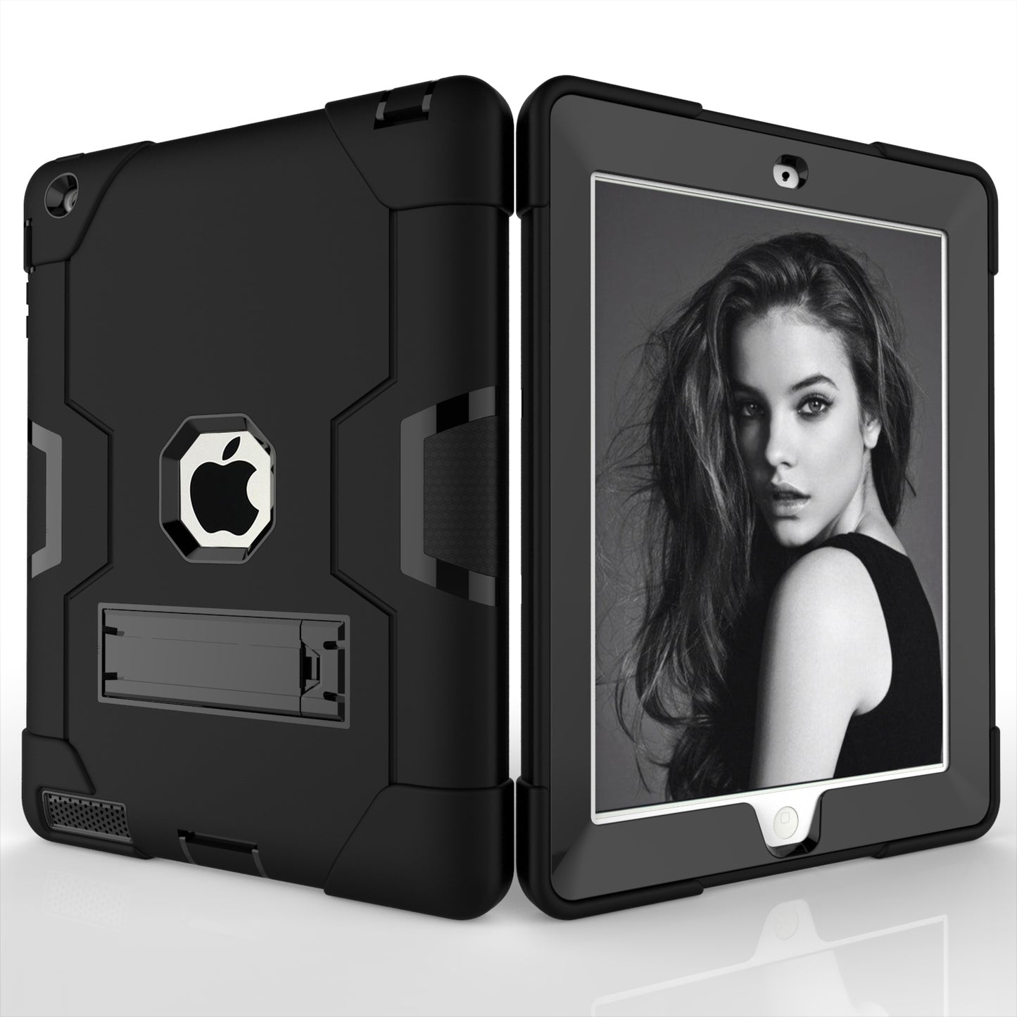 Cool PC + Silicone Hybrid Kickstand Tablet Casing Cover for iPad 4/3/2