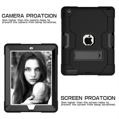 Cool PC + Silicone Hybrid Kickstand Tablet Casing Cover for iPad 4/3/2