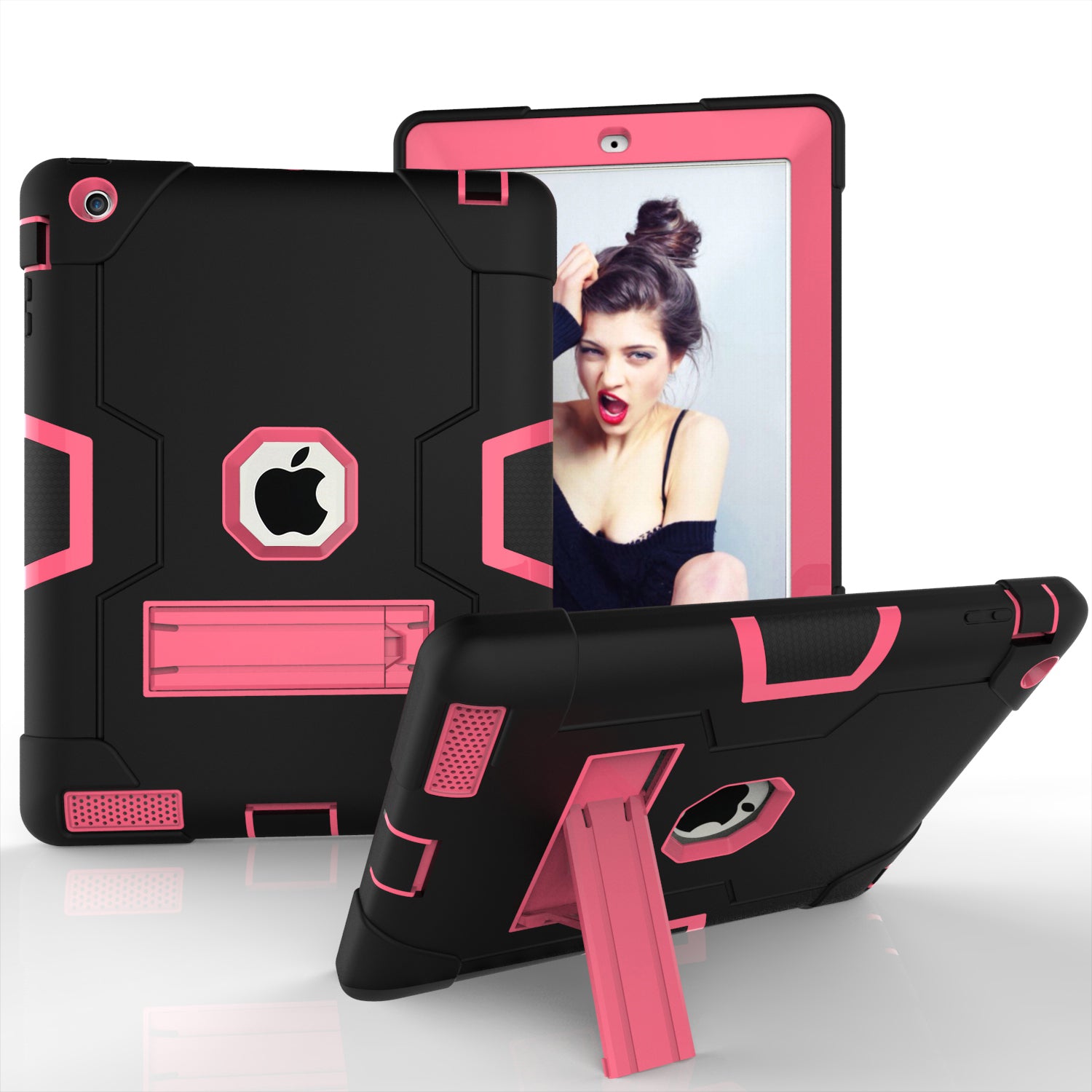 Cool PC + Silicone Hybrid Kickstand Tablet Casing Cover for iPad 4/3/2