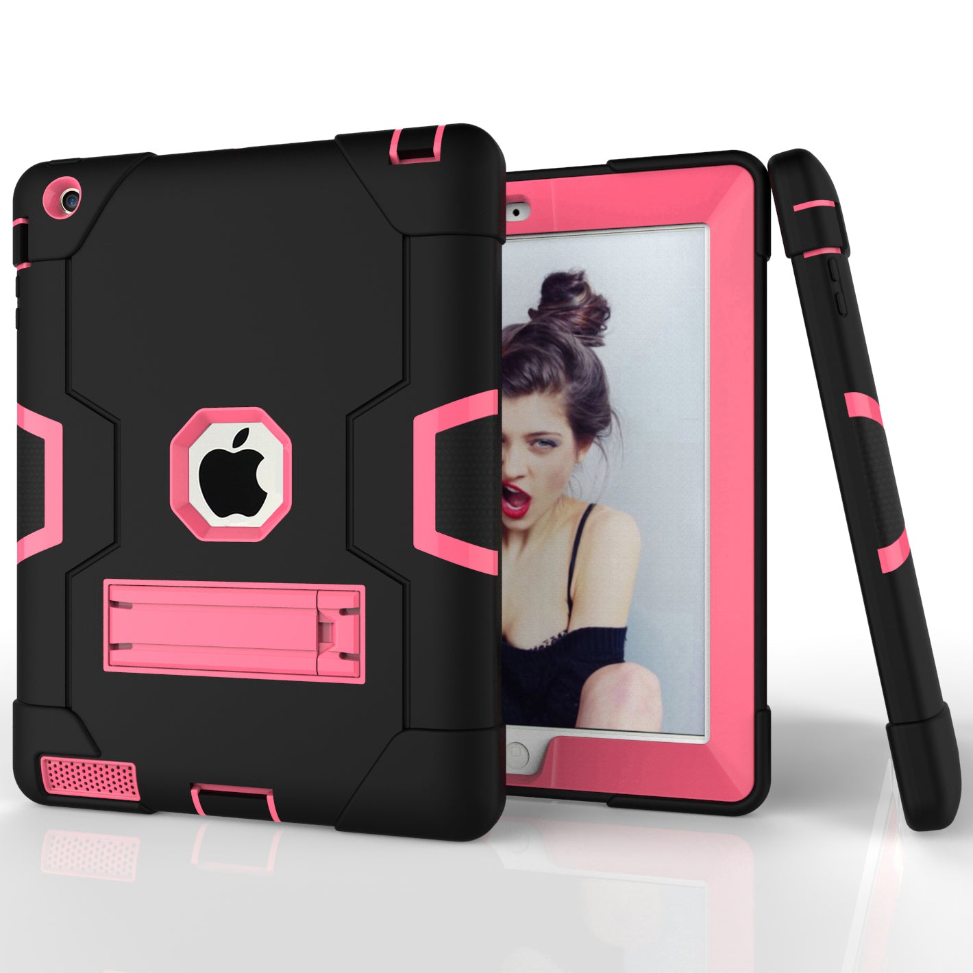Cool PC + Silicone Hybrid Kickstand Tablet Casing Cover for iPad 4/3/2
