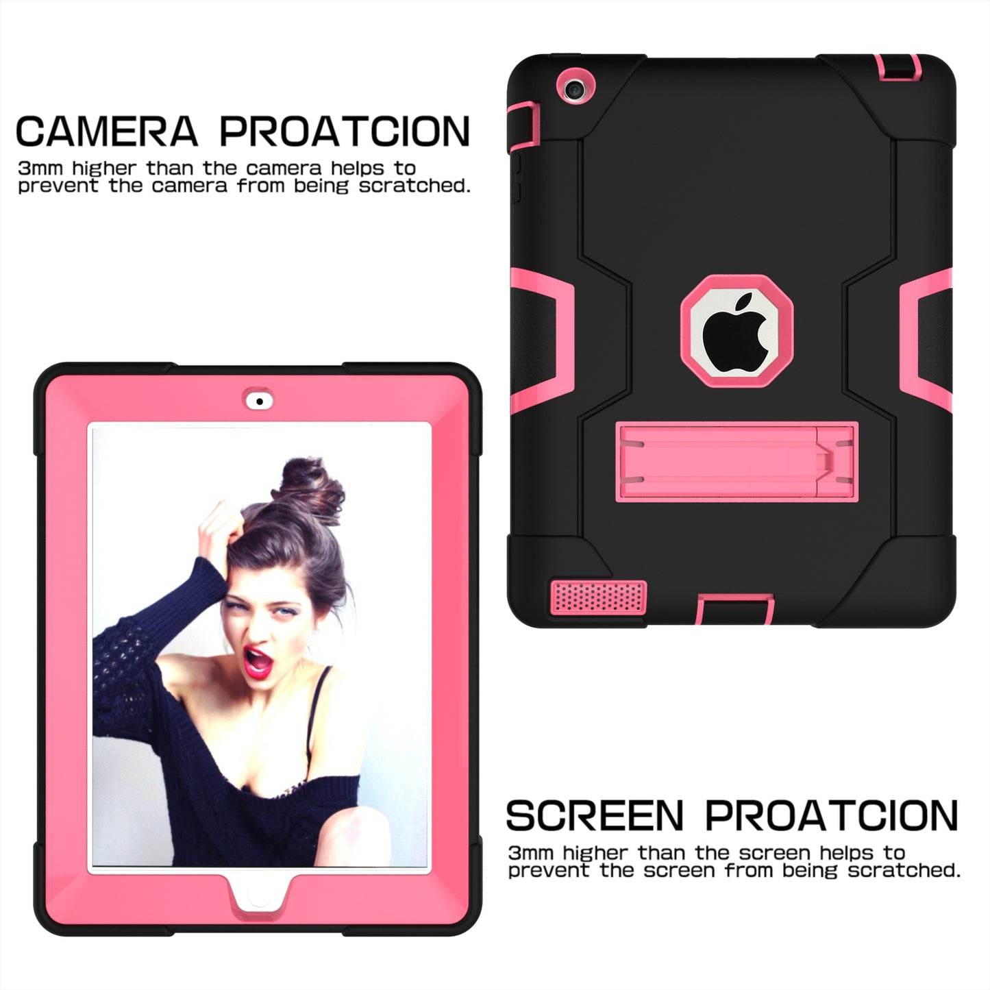 Cool PC + Silicone Hybrid Kickstand Tablet Casing Cover for iPad 4/3/2
