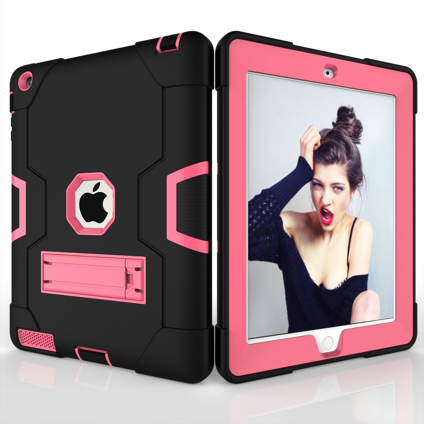Cool PC + Silicone Hybrid Kickstand Tablet Casing Cover for iPad 4/3/2