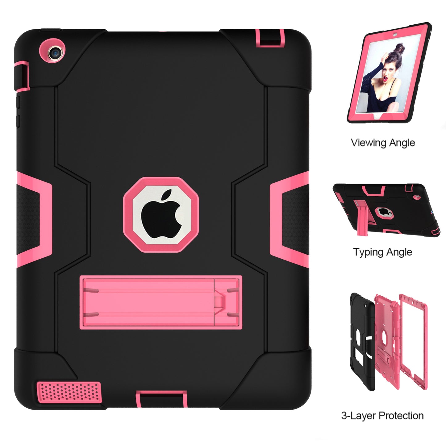 Cool PC + Silicone Hybrid Kickstand Tablet Casing Cover for iPad 4/3/2
