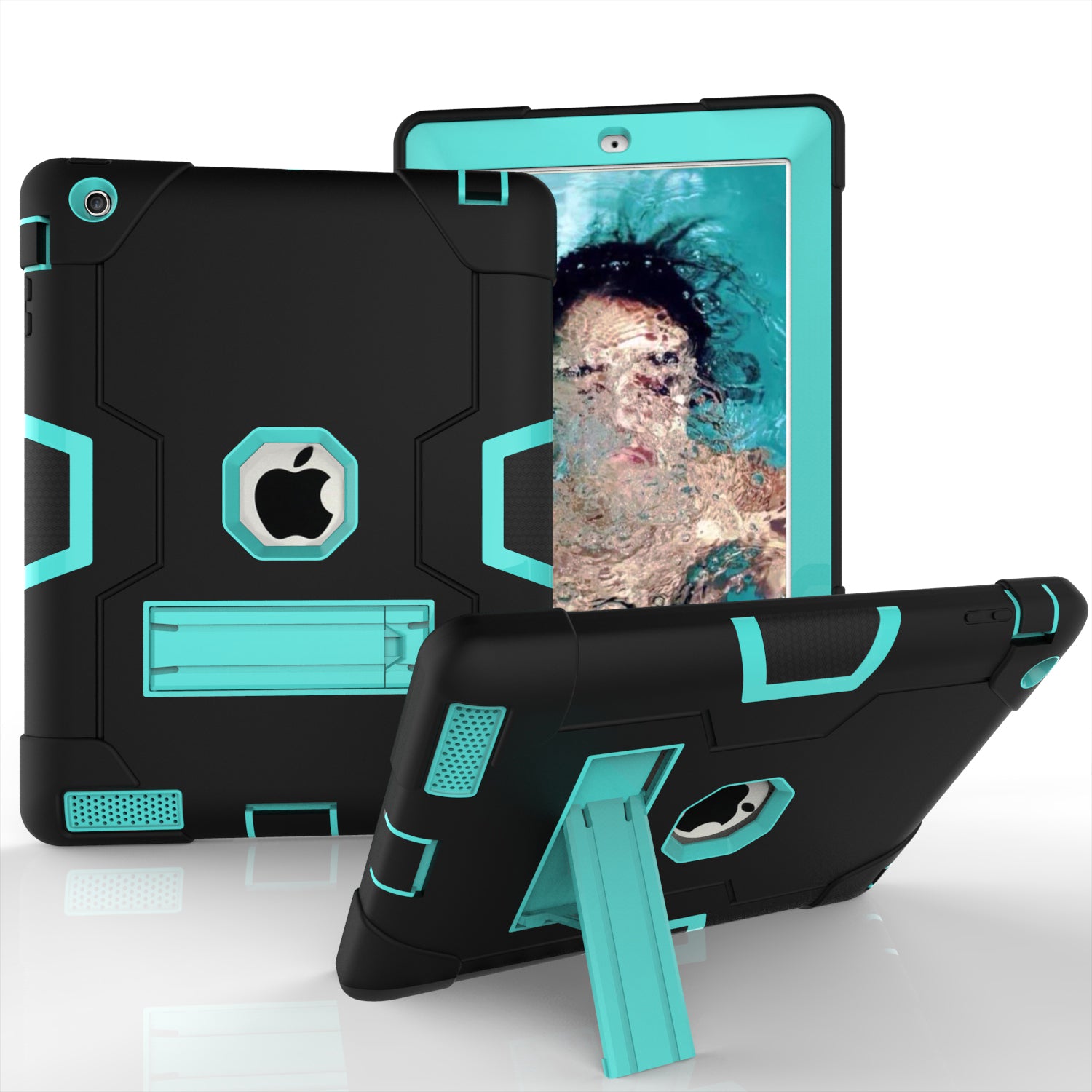 Cool PC + Silicone Hybrid Kickstand Tablet Casing Cover for iPad 4/3/2