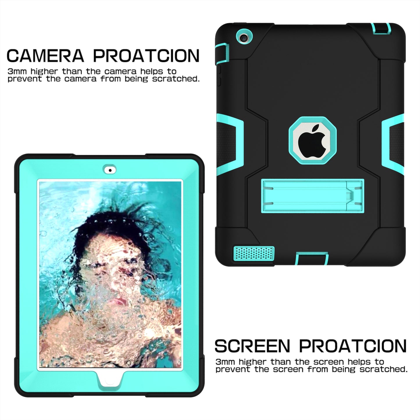 Cool PC + Silicone Hybrid Kickstand Tablet Casing Cover for iPad 4/3/2