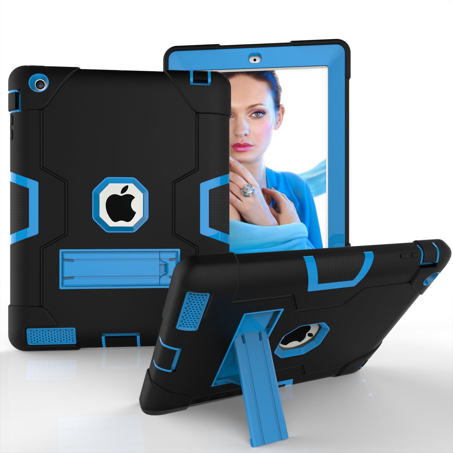 Cool PC + Silicone Hybrid Kickstand Tablet Casing Cover for iPad 4/3/2