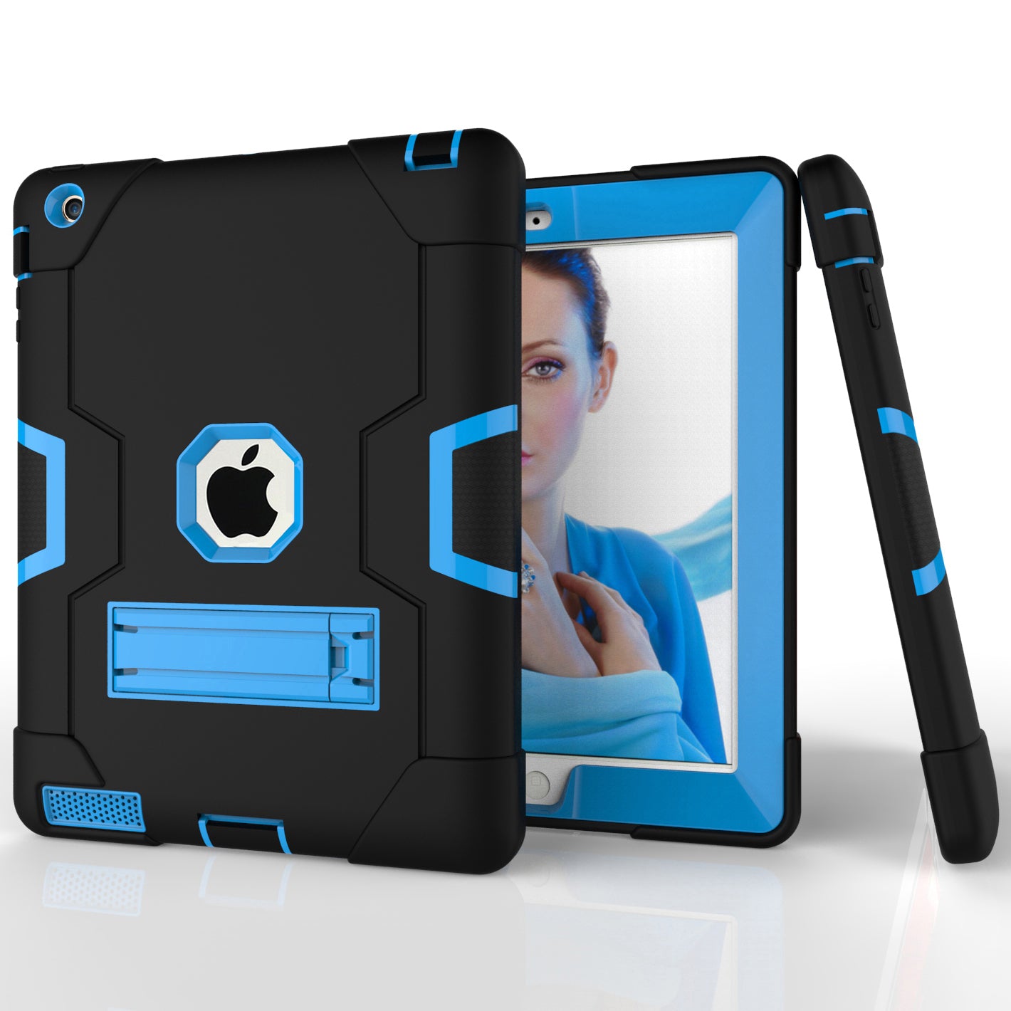 Cool PC + Silicone Hybrid Kickstand Tablet Casing Cover for iPad 4/3/2