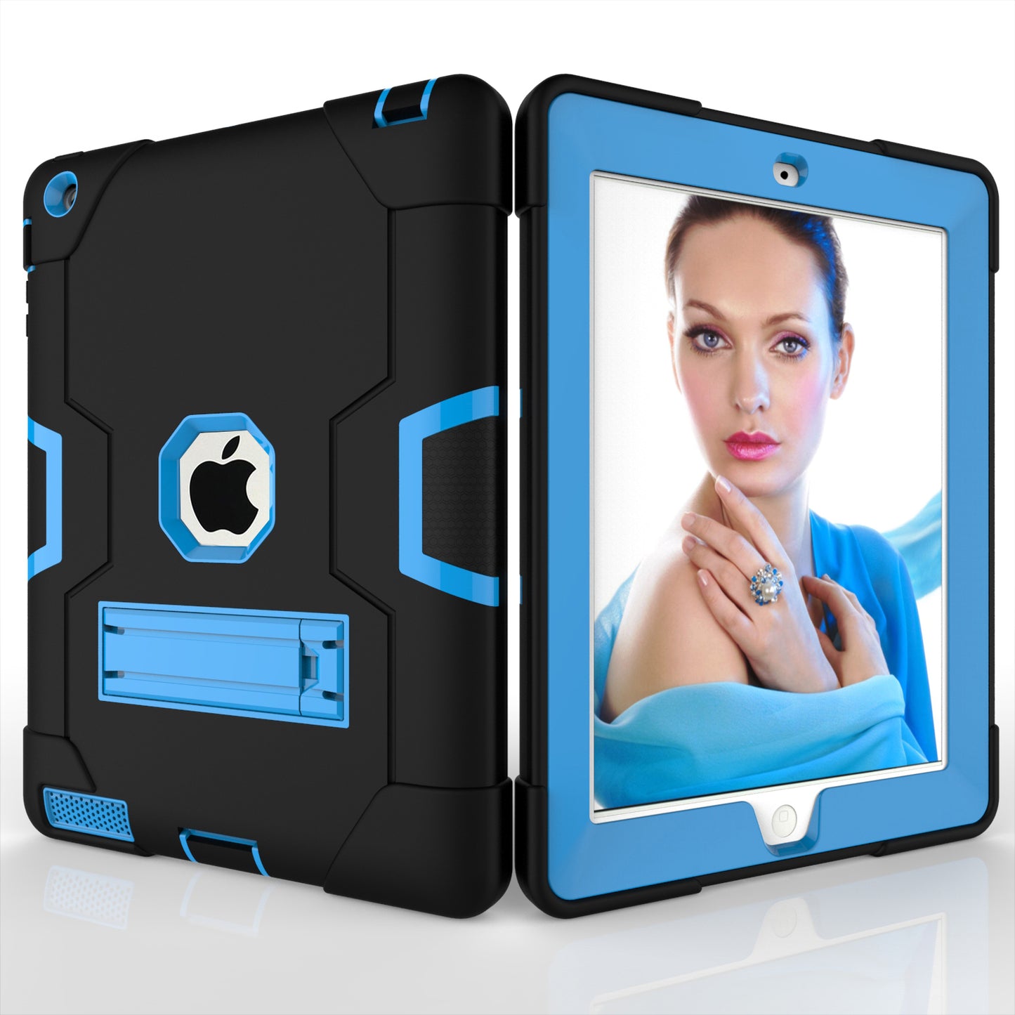 Cool PC + Silicone Hybrid Kickstand Tablet Casing Cover for iPad 4/3/2