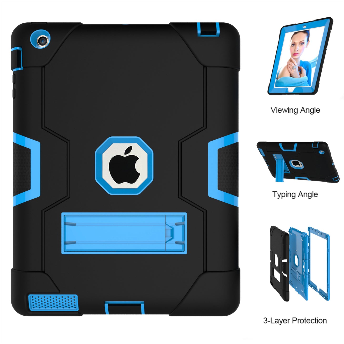 Cool PC + Silicone Hybrid Kickstand Tablet Casing Cover for iPad 4/3/2