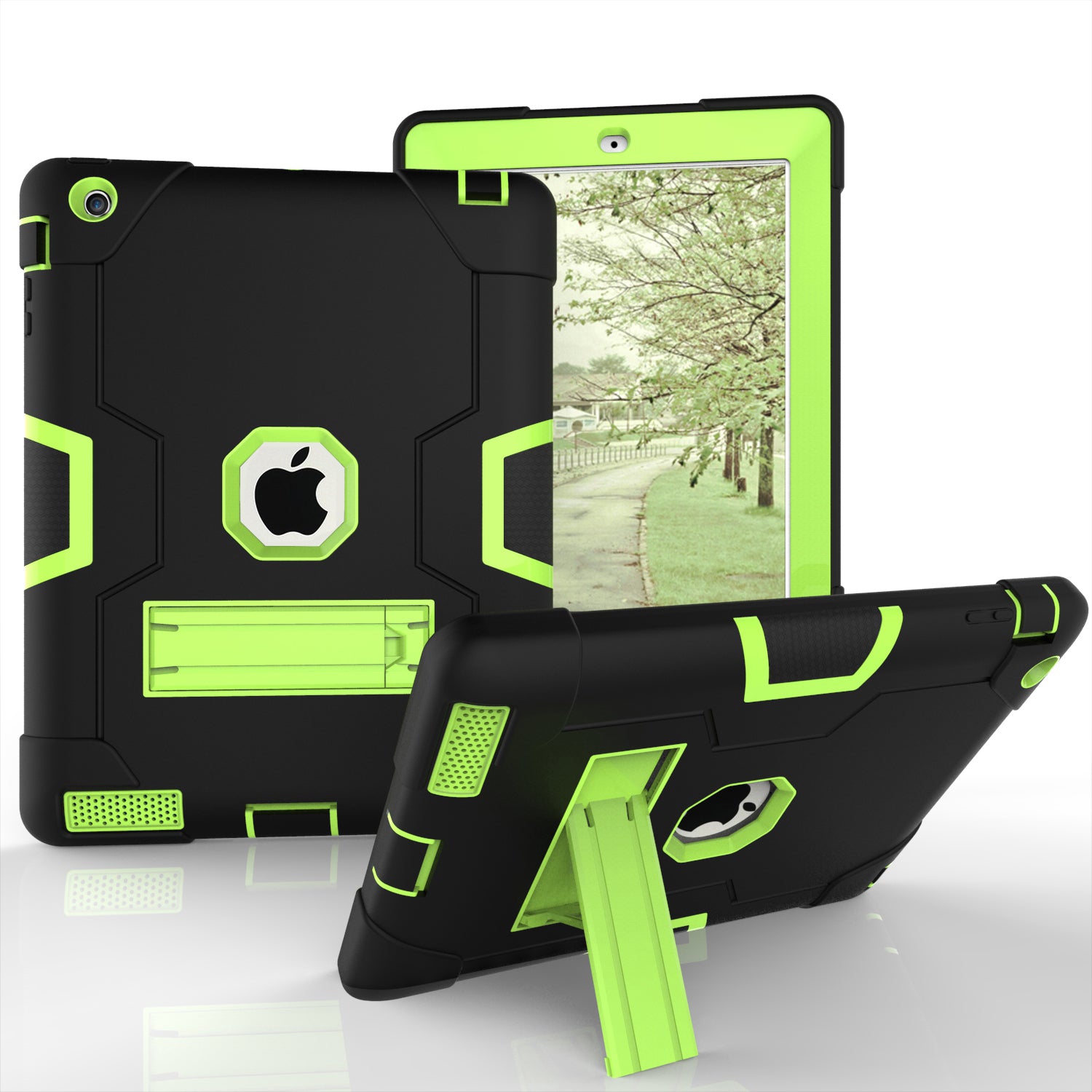 Cool PC + Silicone Hybrid Kickstand Tablet Casing Cover for iPad 4/3/2