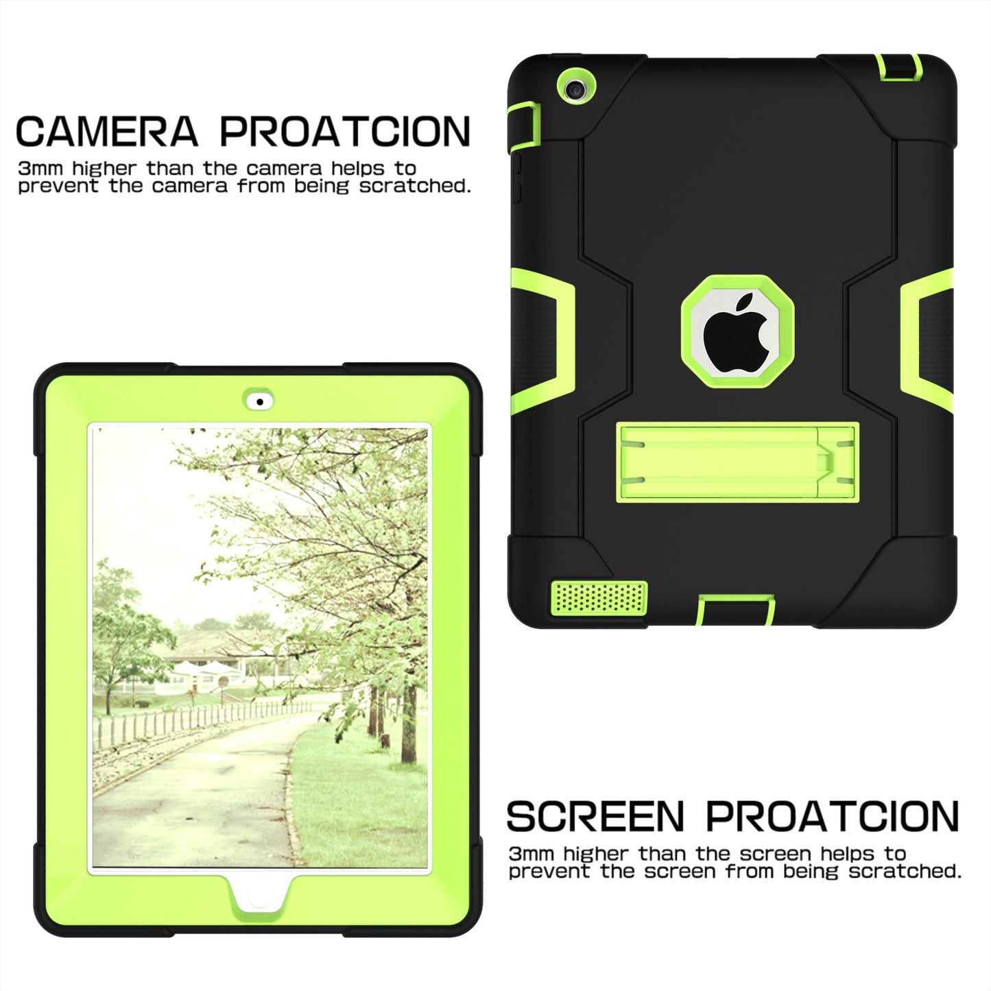 Cool PC + Silicone Hybrid Kickstand Tablet Casing Cover for iPad 4/3/2