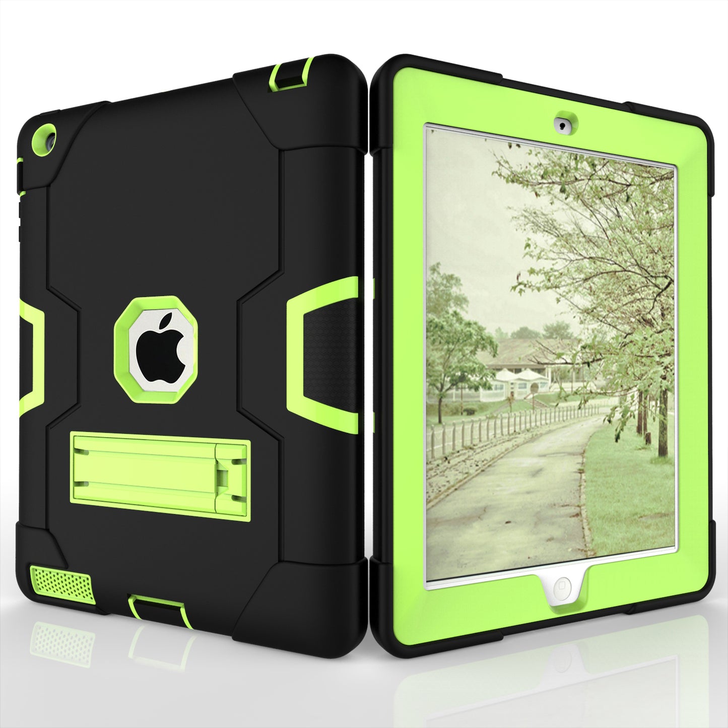 Cool PC + Silicone Hybrid Kickstand Tablet Casing Cover for iPad 4/3/2
