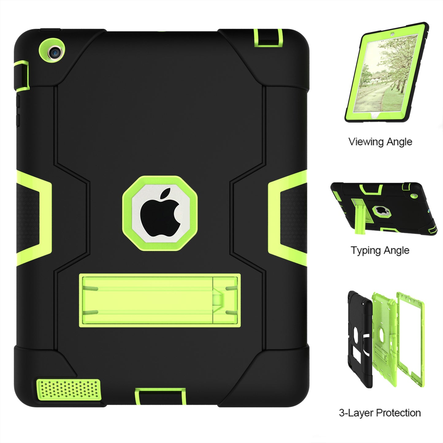 Cool PC + Silicone Hybrid Kickstand Tablet Casing Cover for iPad 4/3/2