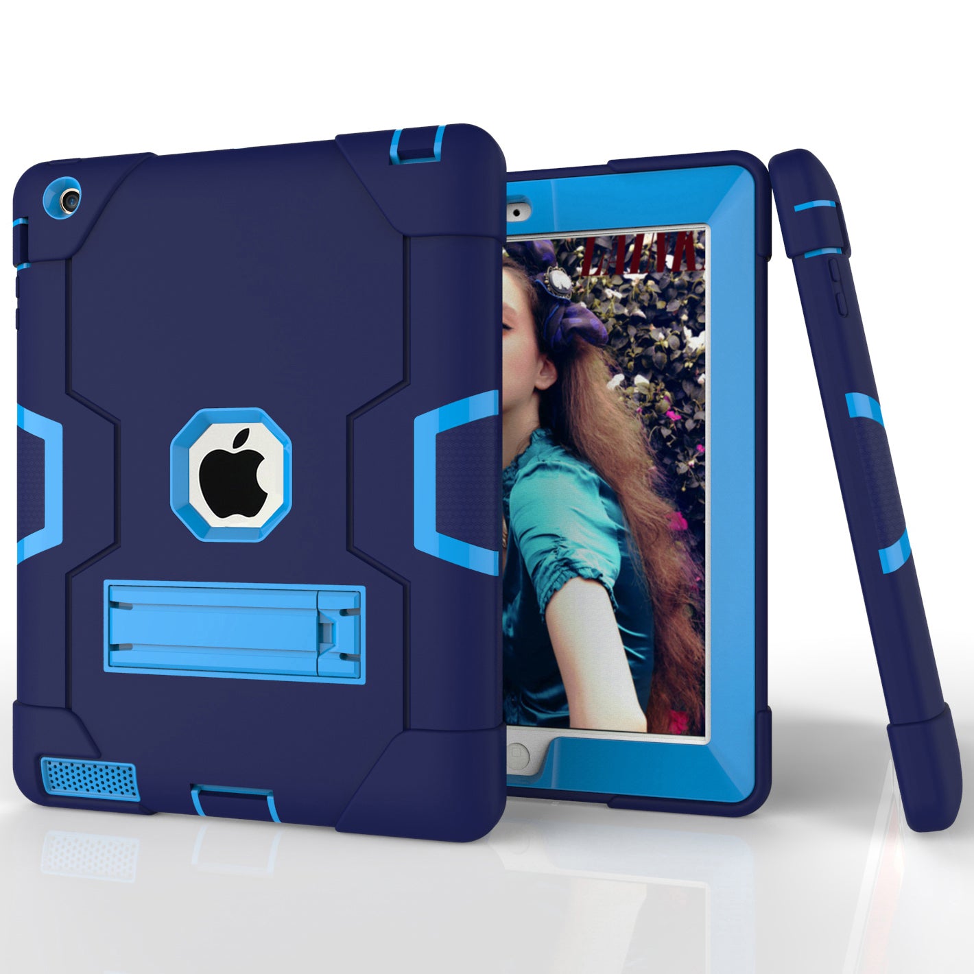 Cool PC + Silicone Hybrid Kickstand Tablet Casing Cover for iPad 4/3/2