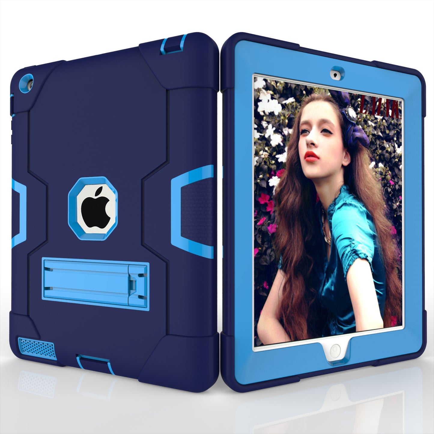 Cool PC + Silicone Hybrid Kickstand Tablet Casing Cover for iPad 4/3/2
