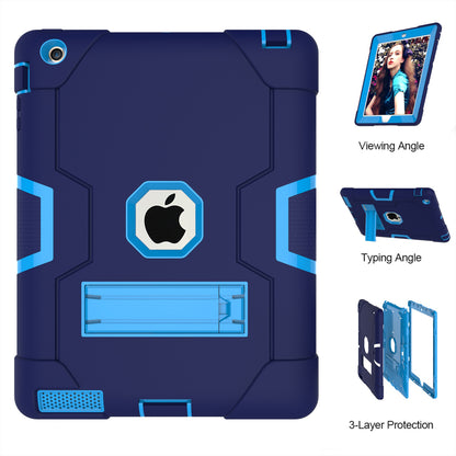 Cool PC + Silicone Hybrid Kickstand Tablet Casing Cover for iPad 4/3/2