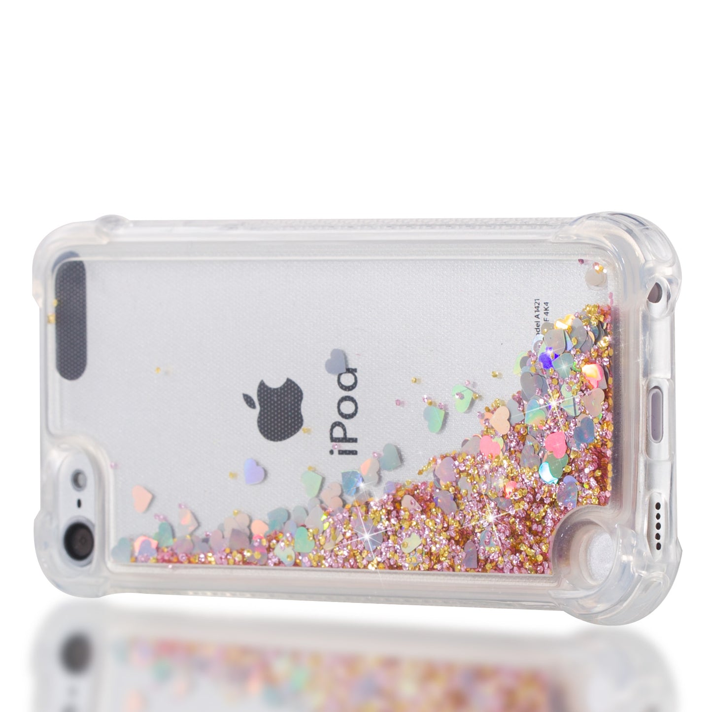 Glitter Powder Heart Shaped Sequins Quicksand TPU Protective Case for iPod Touch (2019) / Touch 6 / 5