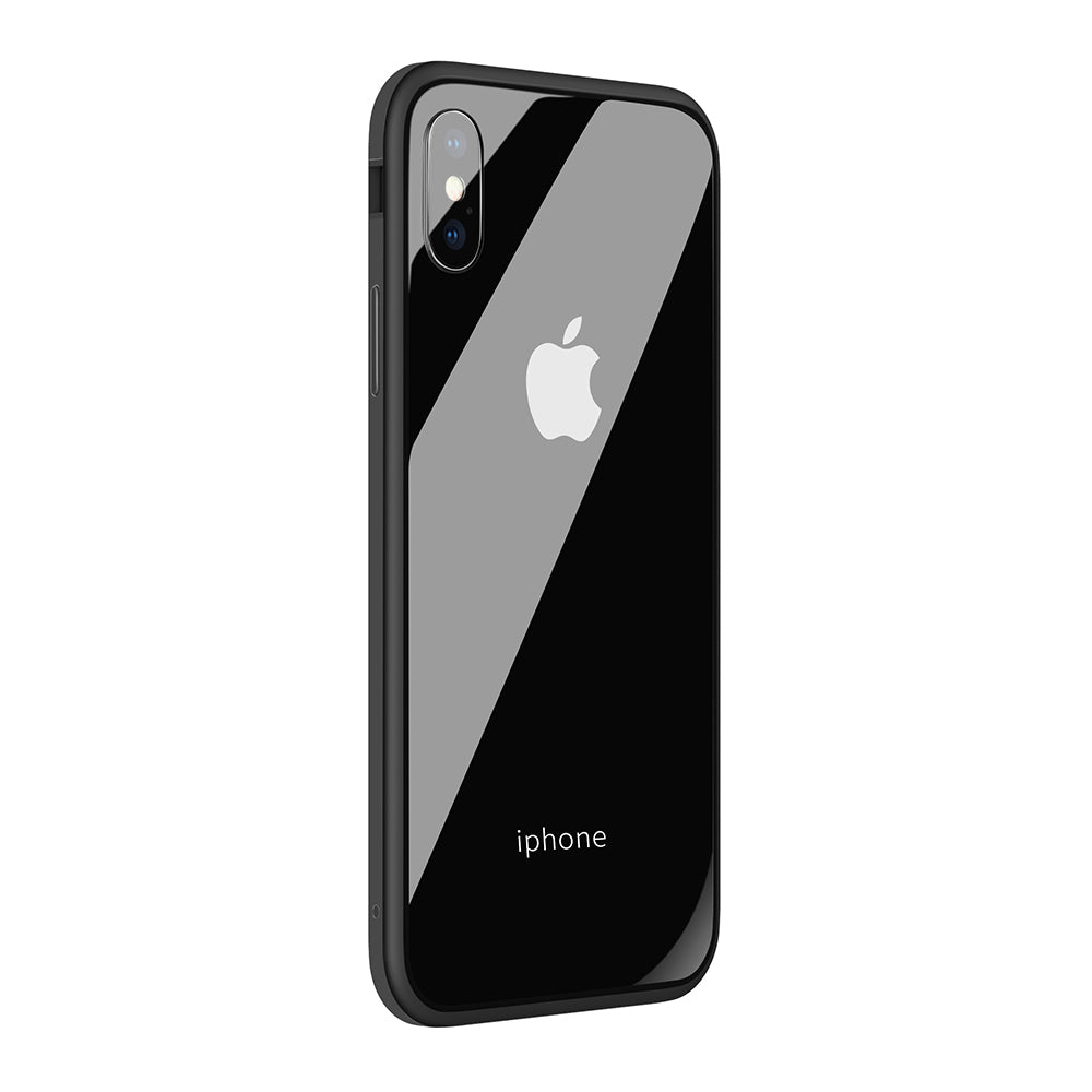 SULADA Tempered Glass + Metal Frame + TPU Hybrid Case for iPhone XS / X