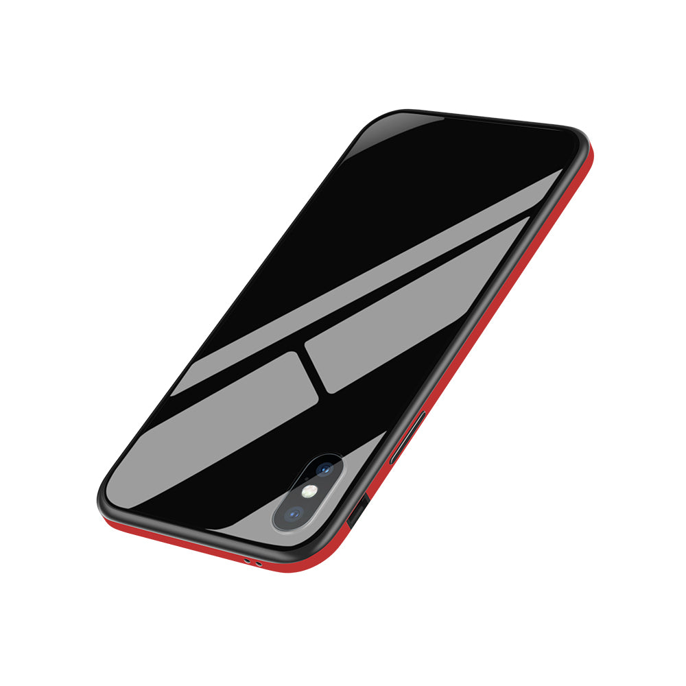 SULADA Tempered Glass + Metal Frame + TPU Hybrid Case for iPhone XS / X
