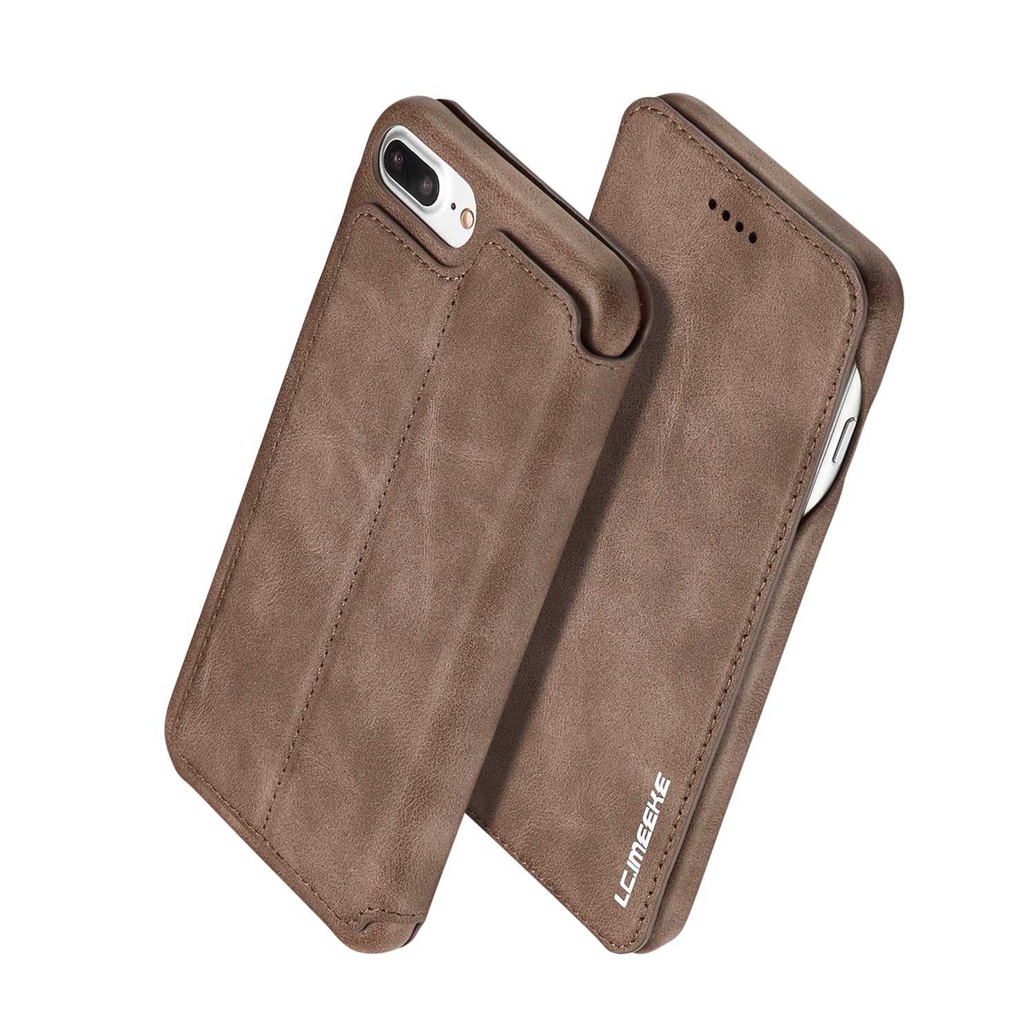 LC.IMEEKE Retro Style Leather Card Slot Bracket Case for iPhone 8 Plus/7 Plus