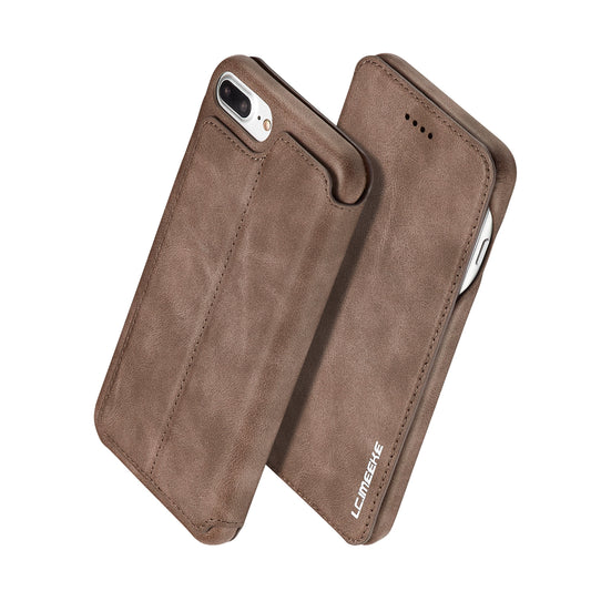 LC.IMEEKE Retro Style Leather Card Slot Bracket Case for iPhone 8 Plus/7 Plus
