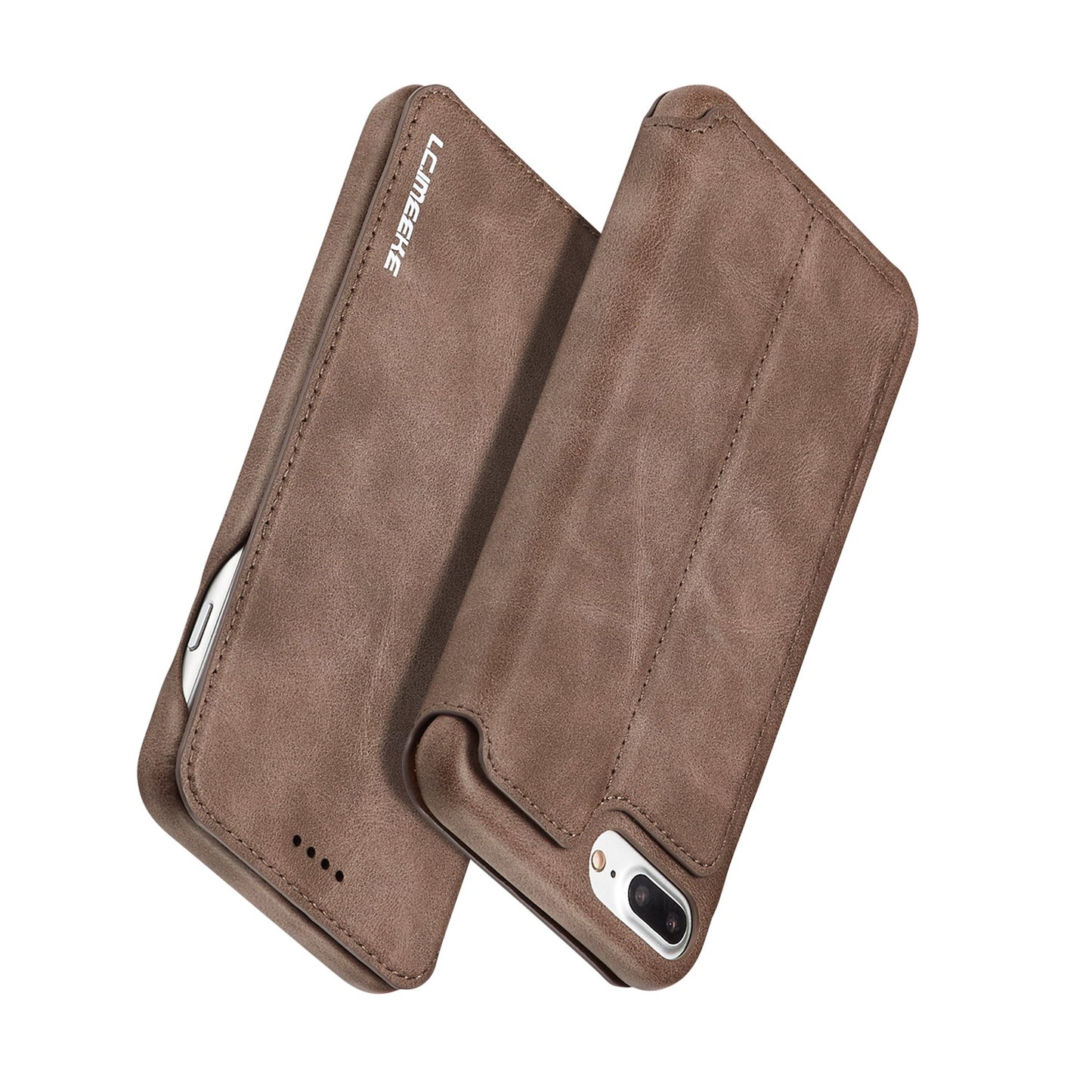 LC.IMEEKE Retro Style Leather Card Slot Bracket Case for iPhone 8 Plus/7 Plus