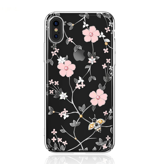 KAVARO Honeybee Series Rhinestone Flower Plated PC Cover for iPhone X