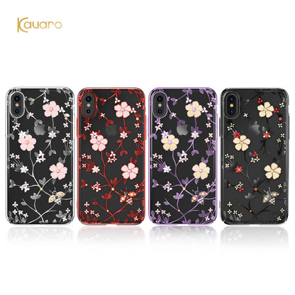KAVARO Honeybee Series Rhinestone Flower Plated PC Cover for iPhone X