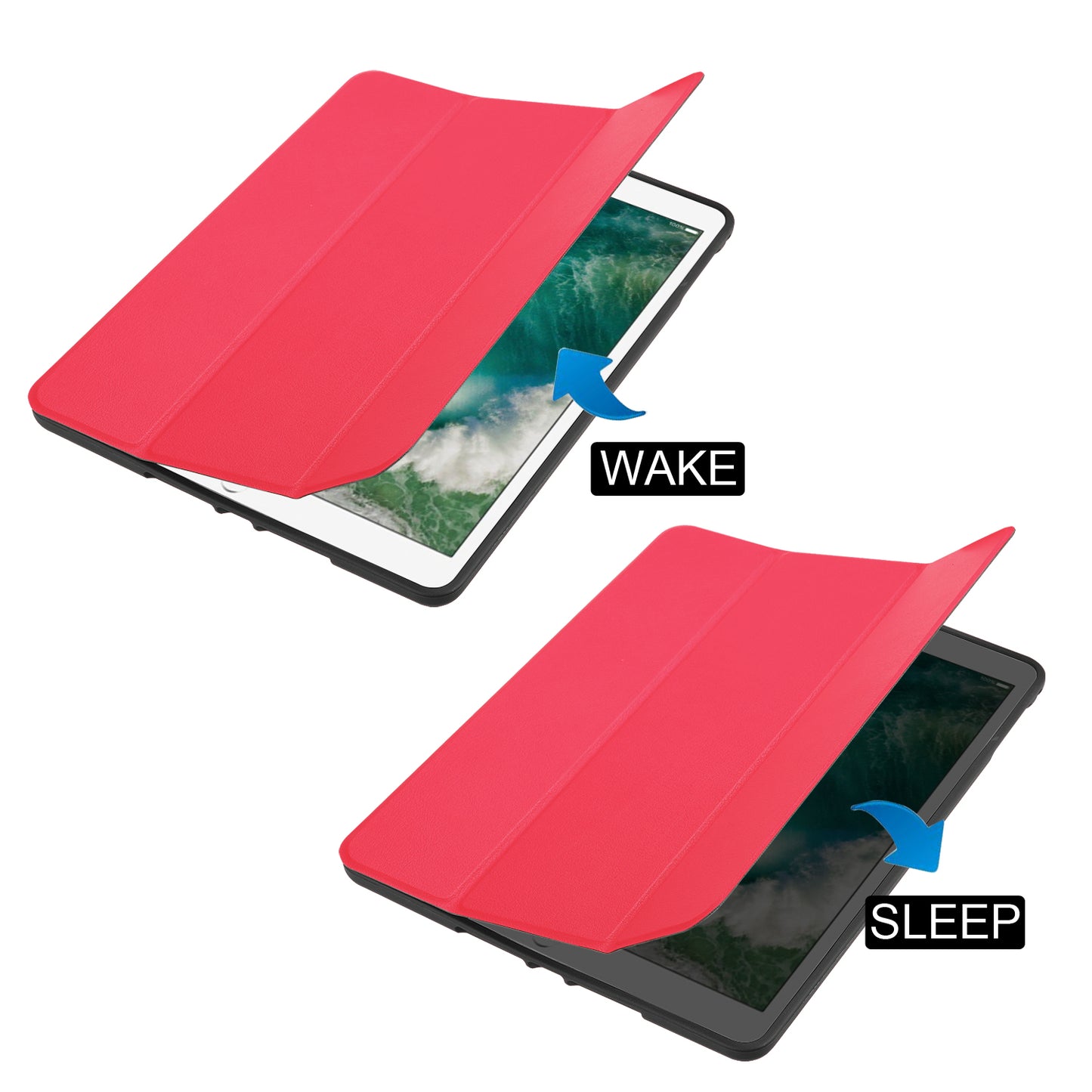 Tri-fold Stand Smart Leather Tablet Protective Casing with Pen Slot for iPad 9.7-inch (2018) / 9.7-inch (2017)