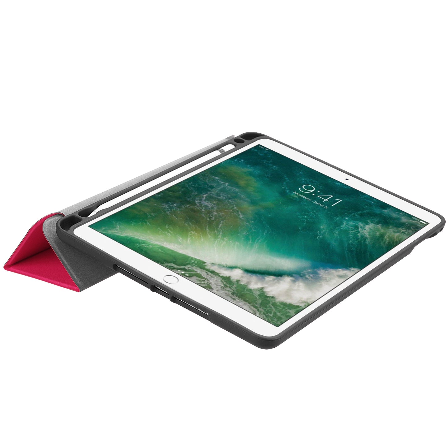 Tri-fold Stand Smart Leather Tablet Protective Casing with Pen Slot for iPad 9.7-inch (2018) / 9.7-inch (2017)