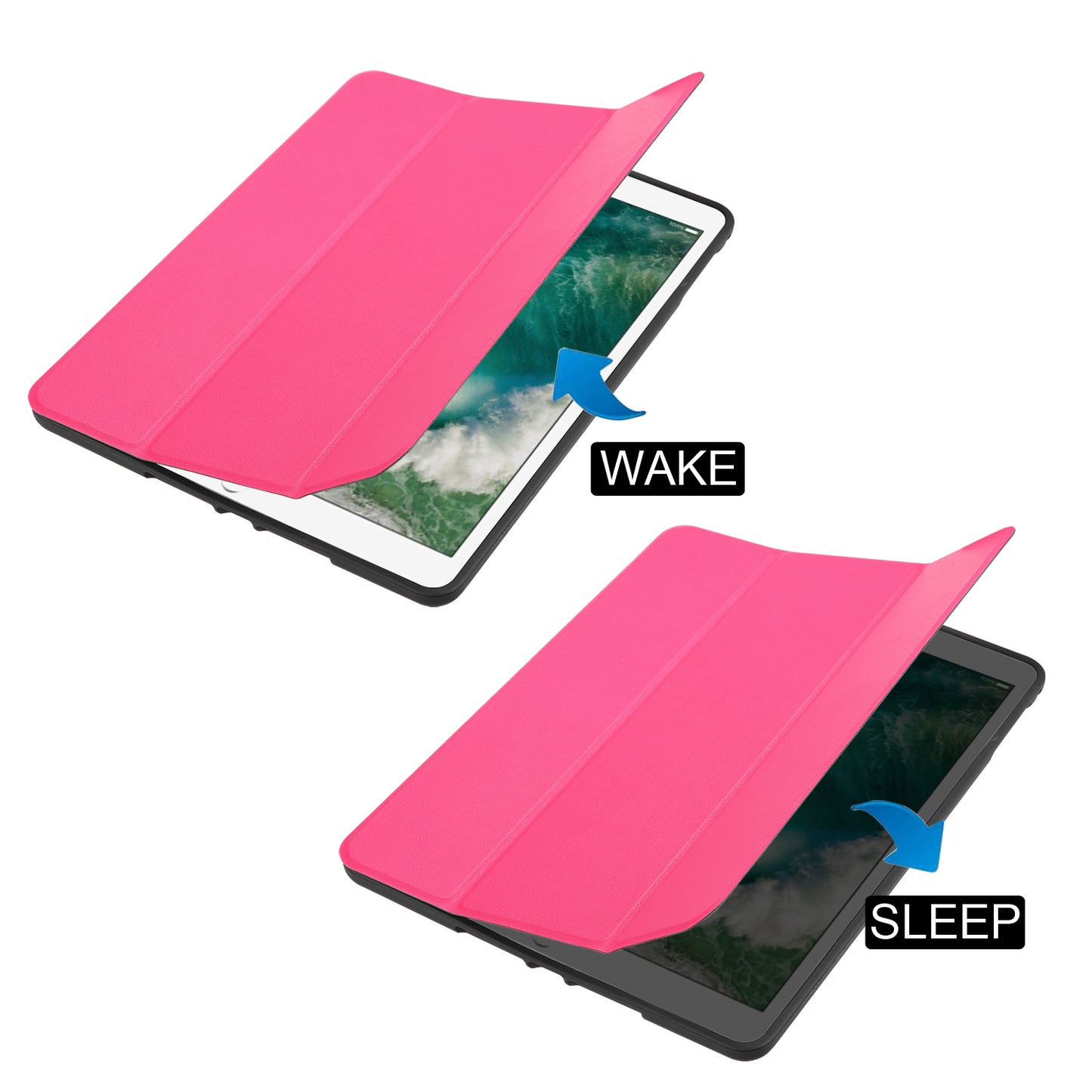 Tri-fold Stand Smart Leather Tablet Protective Casing with Pen Slot for iPad 9.7-inch (2018) / 9.7-inch (2017)