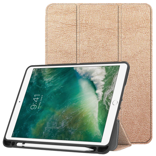 Tri-fold Stand Smart Leather Tablet Protective Casing with Pen Slot for iPad 9.7-inch (2018) / 9.7-inch (2017)