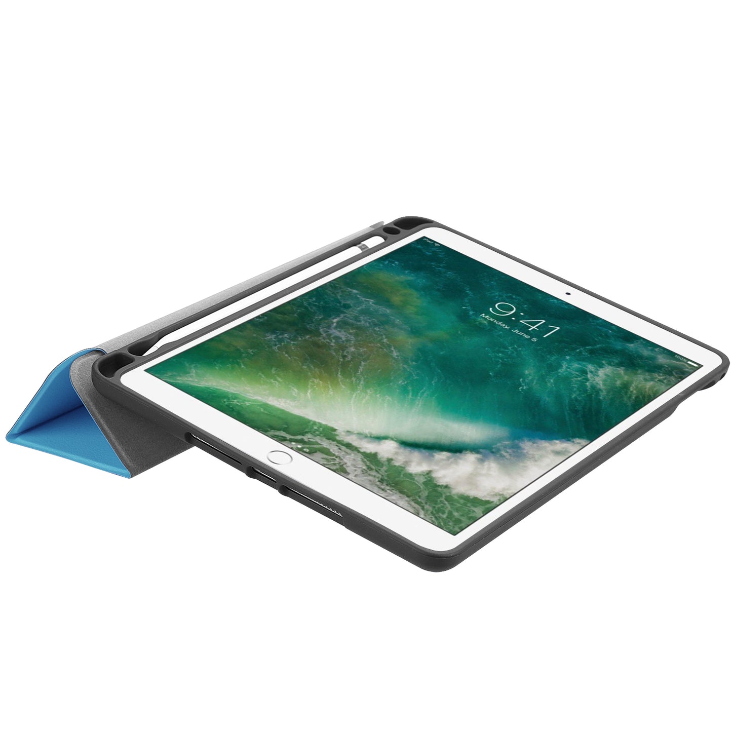 Tri-fold Stand Smart Leather Tablet Protective Casing with Pen Slot for iPad 9.7-inch (2018) / 9.7-inch (2017)