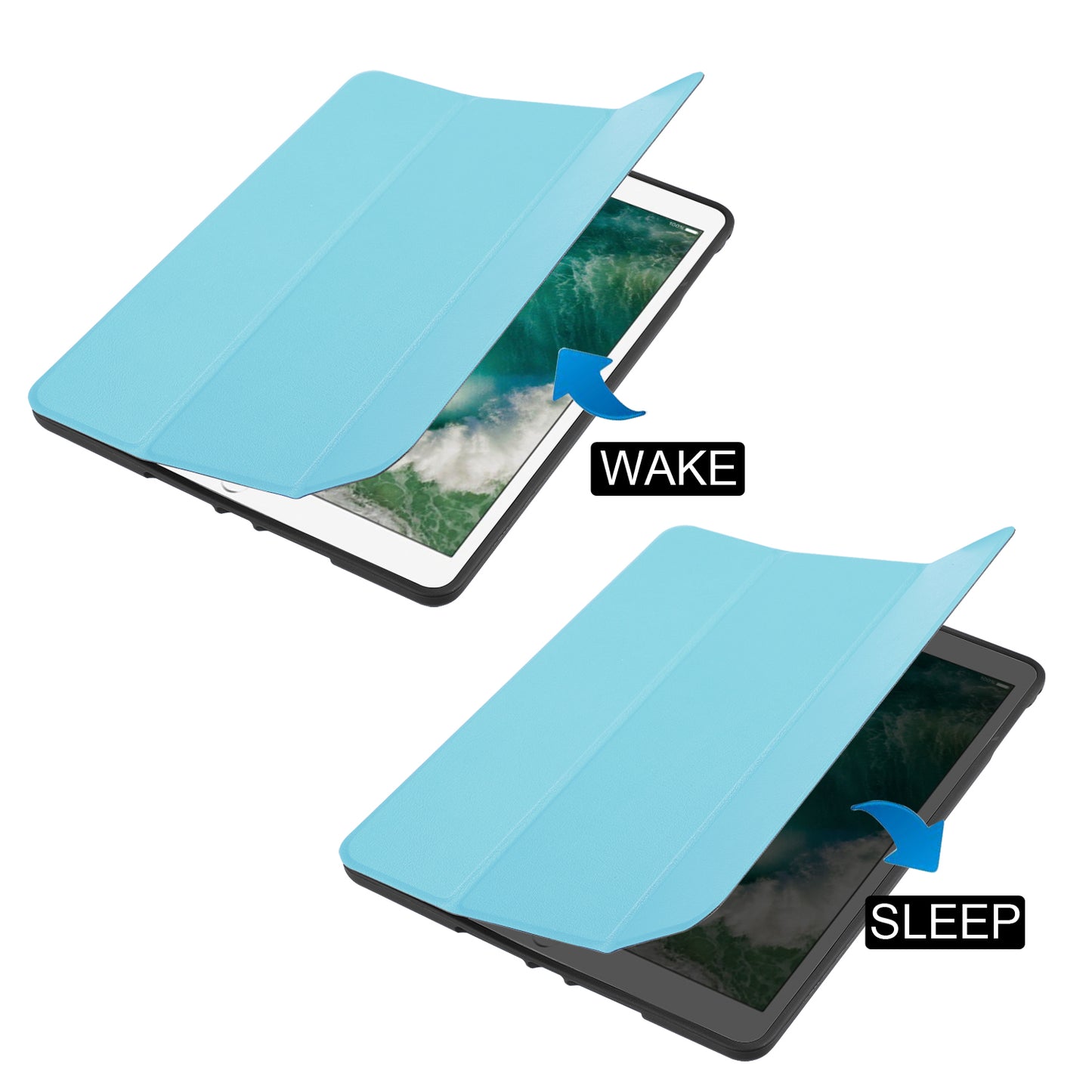 Tri-fold Stand Smart Leather Tablet Protective Casing with Pen Slot for iPad 9.7-inch (2018) / 9.7-inch (2017)