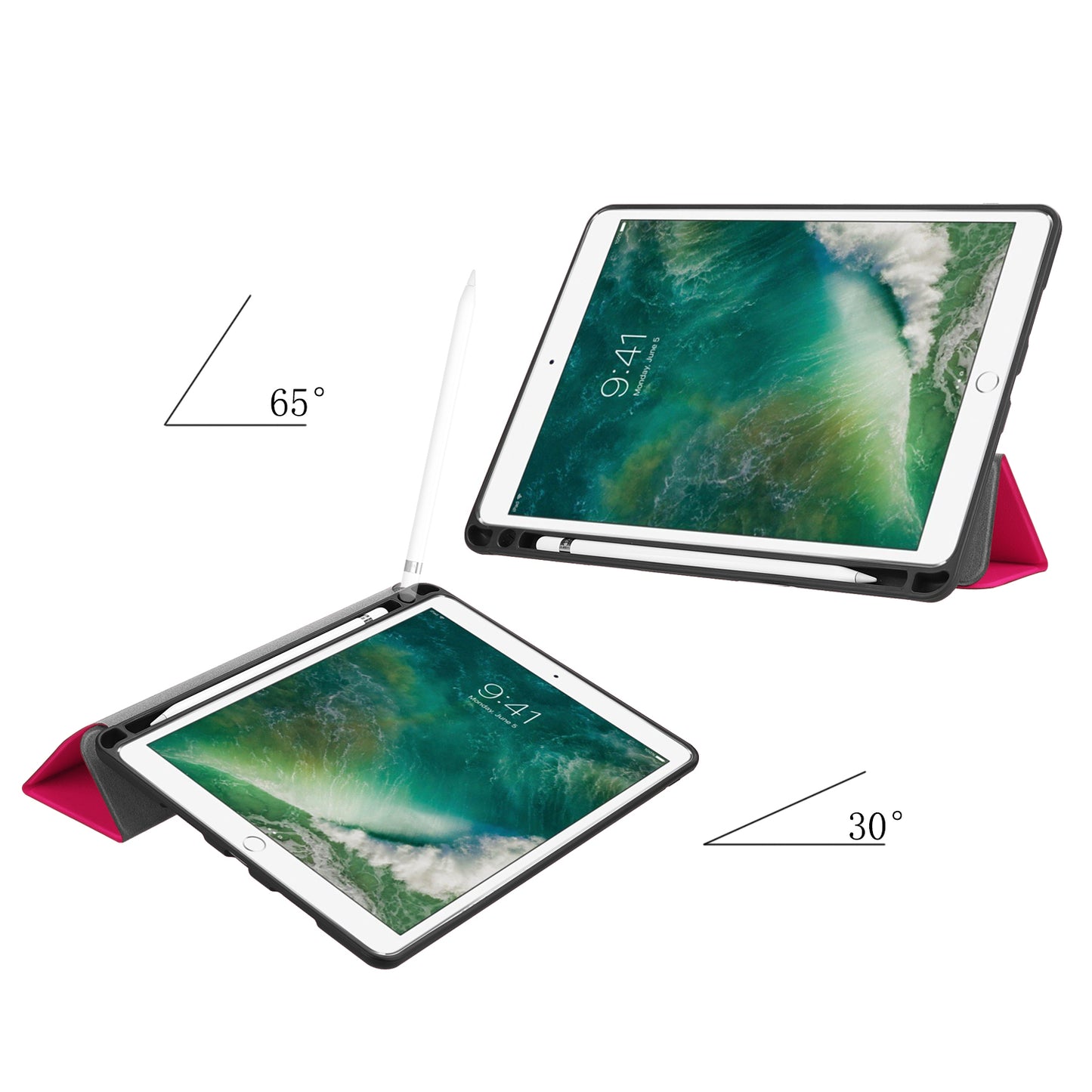 Slim Shockproof Case for iPad Air 10.5 (2019) / Pro 10.5 (2017) PU Leather Tablet Cover Tri-fold Stand Protector with Pen Slot