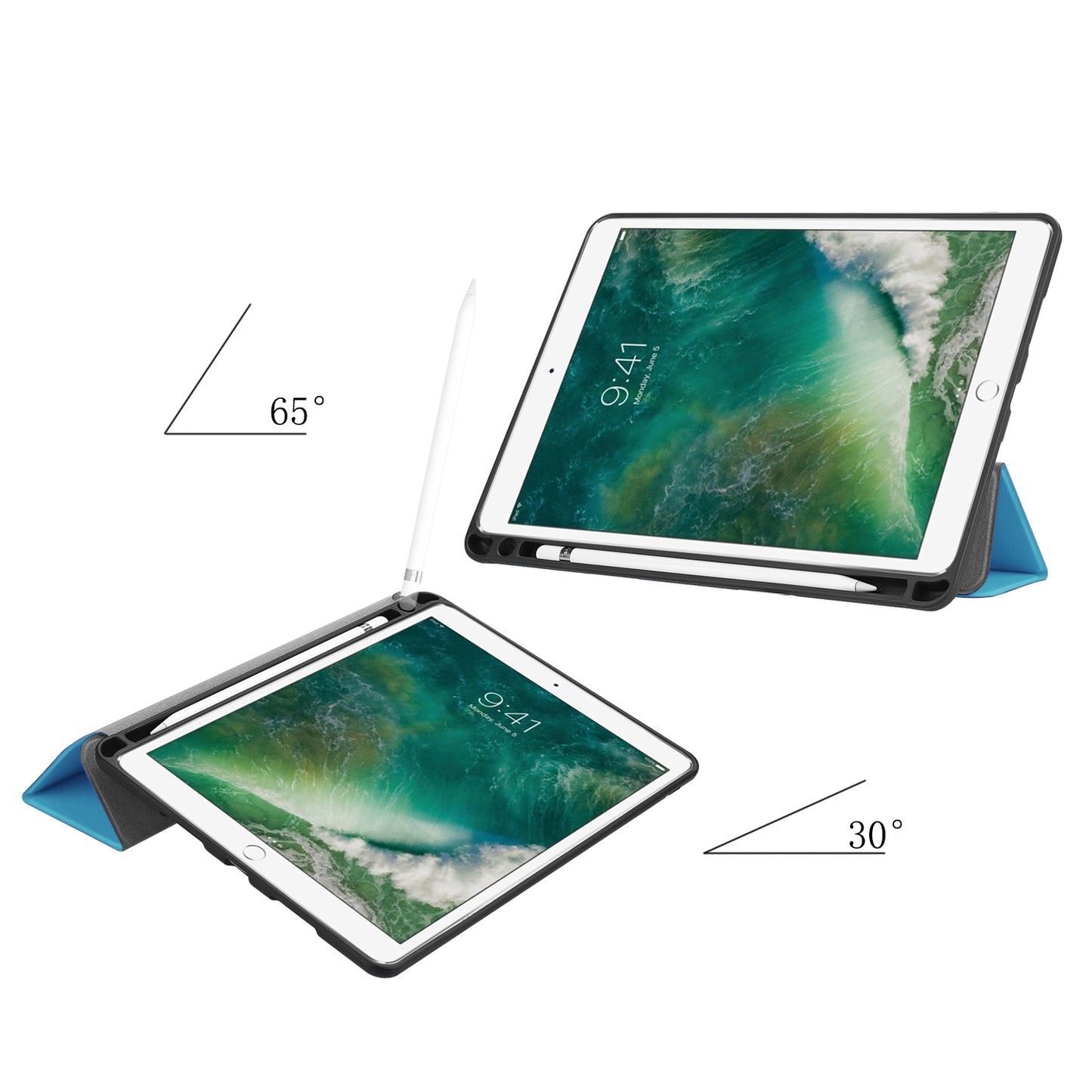 Slim Shockproof Case for iPad Air 10.5 (2019) / Pro 10.5 (2017) PU Leather Tablet Cover Tri-fold Stand Protector with Pen Slot