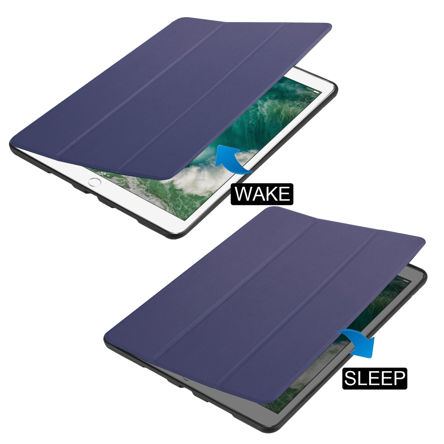 Slim Shockproof Case for iPad Air 10.5 (2019) / Pro 10.5 (2017) PU Leather Tablet Cover Tri-fold Stand Protector with Pen Slot