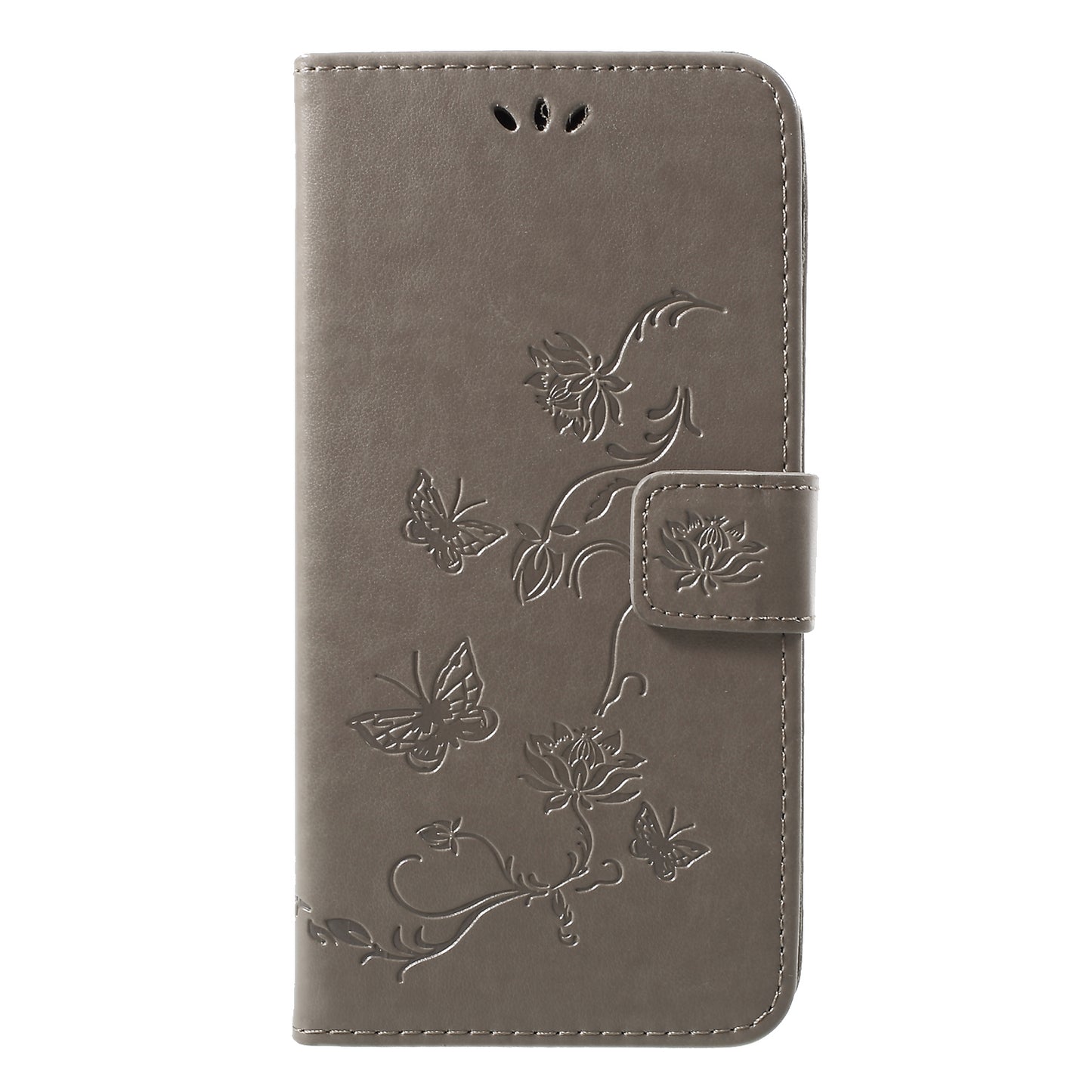For iPhone XR 6.1 inch Imprint Butterfly Flower Wallet Stand Leather Phone Shell