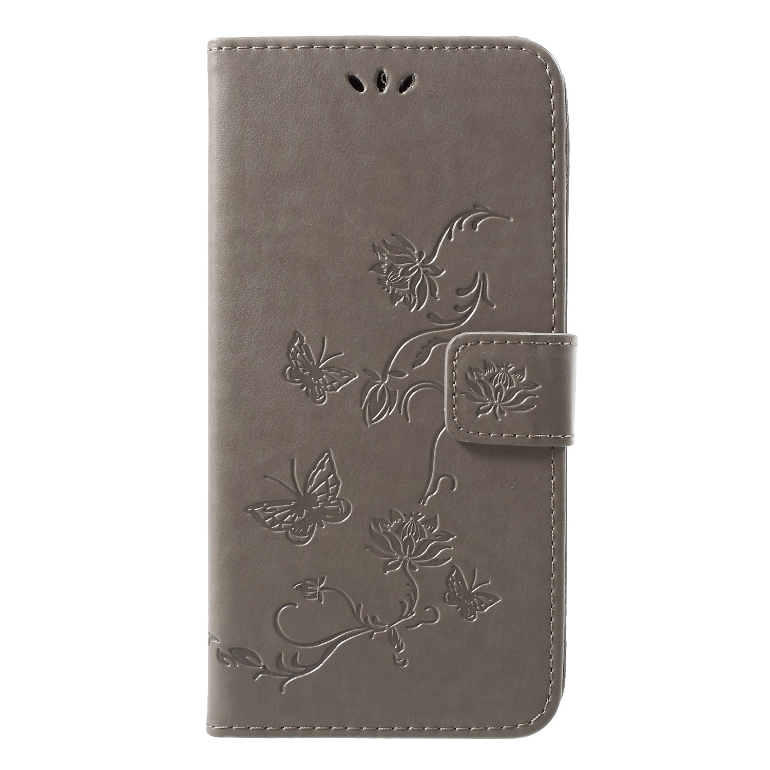 For iPhone XR 6.1 inch Imprint Butterfly Flower Wallet Stand Leather Phone Shell