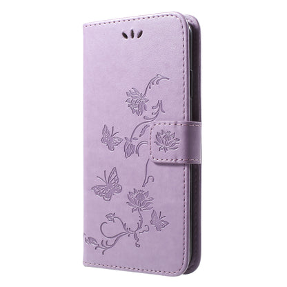 For iPhone XR 6.1 inch Imprint Butterfly Flower Wallet Stand Leather Phone Shell