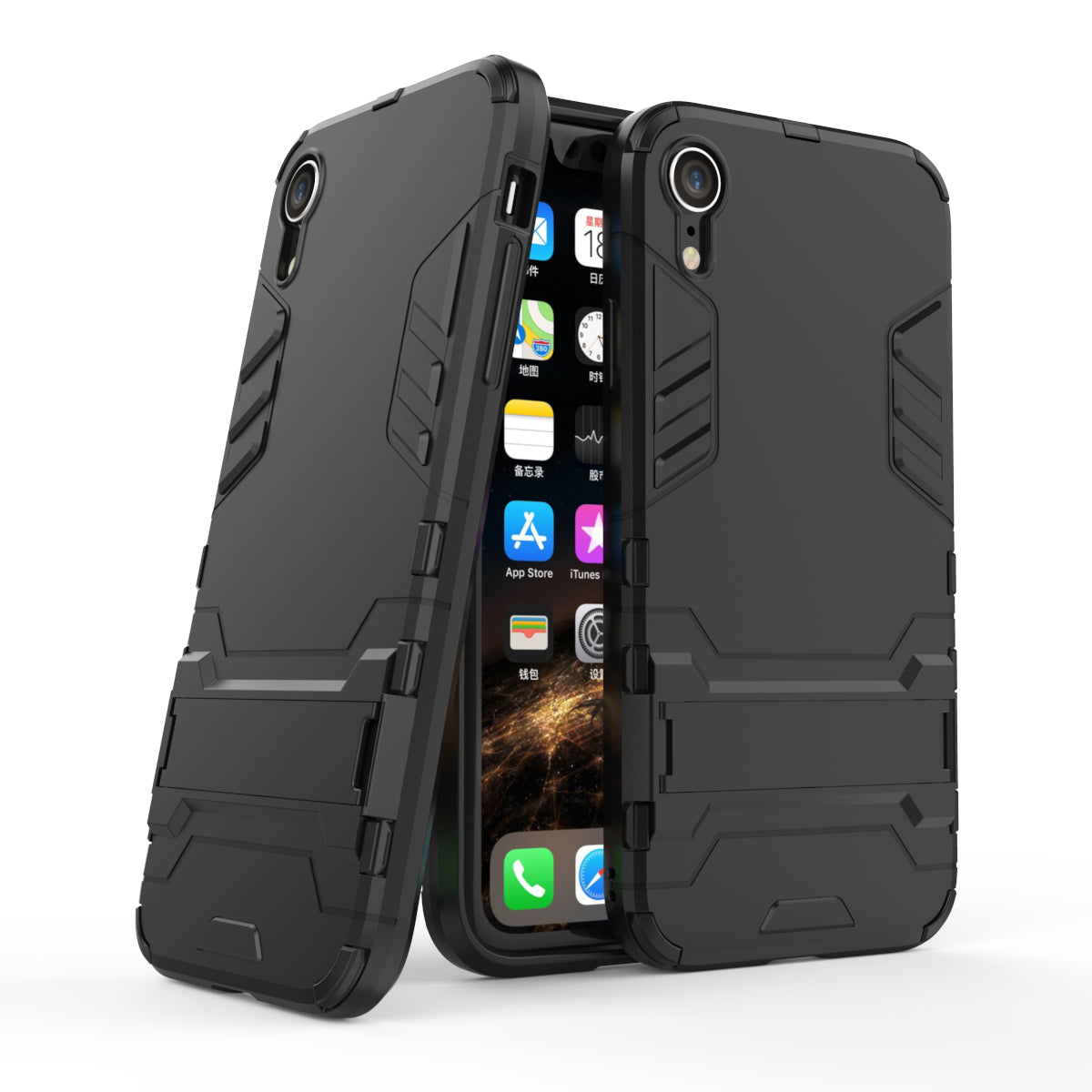 Cool Guard Plastic TPU Hybrid Phone Case with Kickstand for iPhone XR 6.1 inch