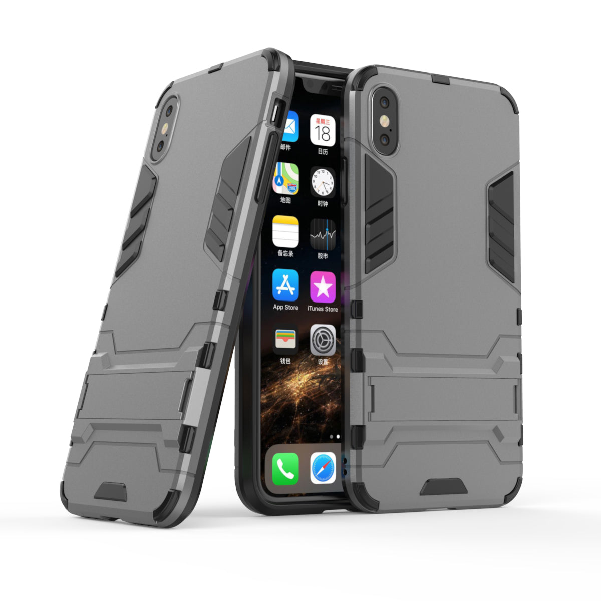 Plastic + TPU Hybrid Case with Kickstand for iPhone XS Max 6.5 inch