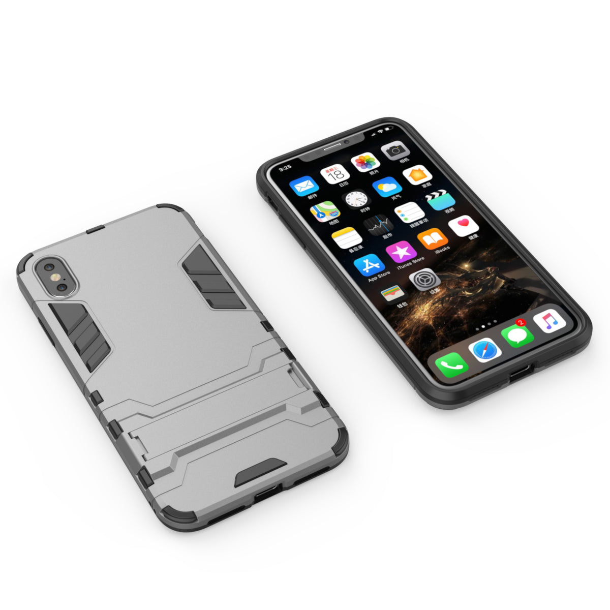 Plastic + TPU Hybrid Case with Kickstand for iPhone XS Max 6.5 inch