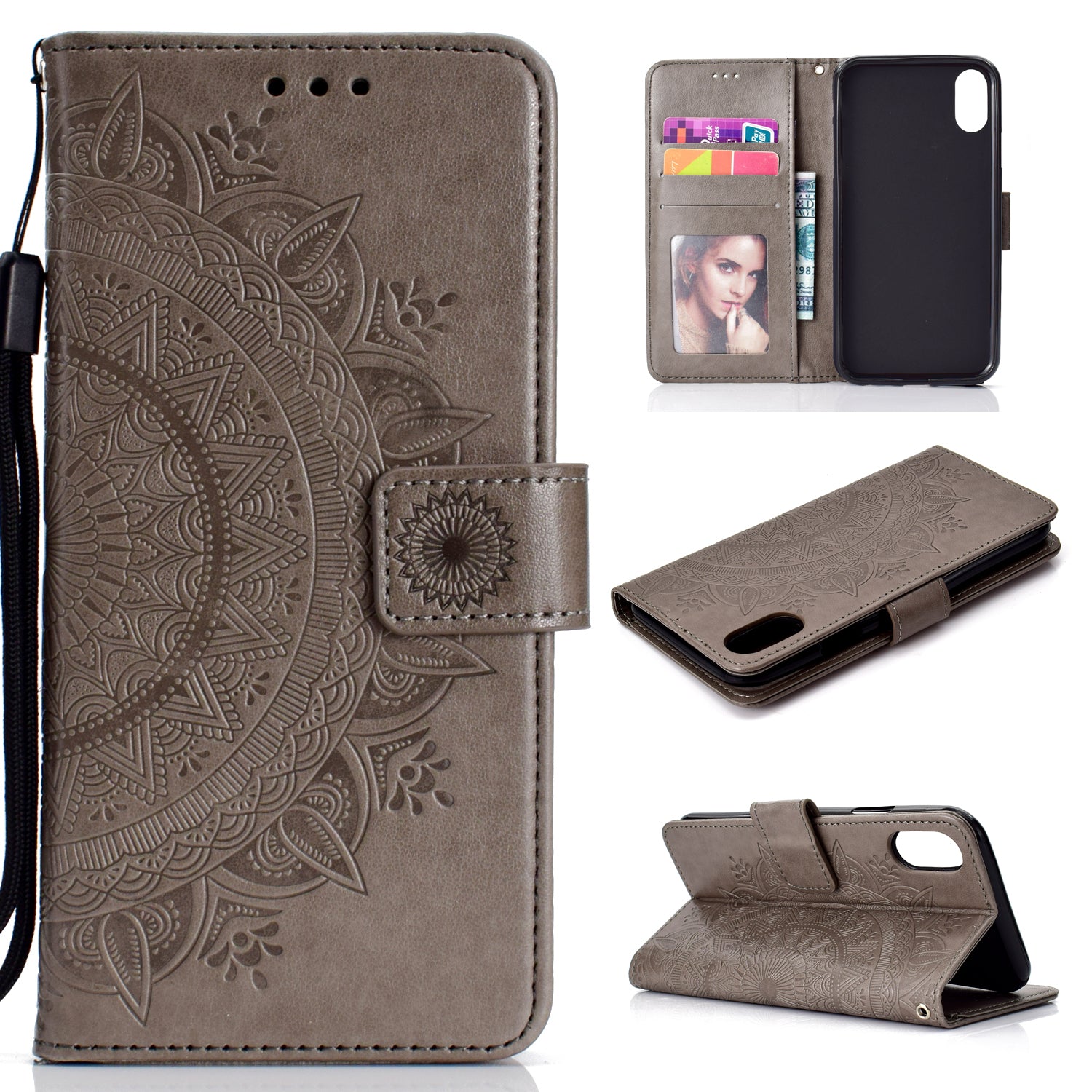Imprinted Mandala Pattern Wallet Leather Case for iPhone XS Max 6.5 inch