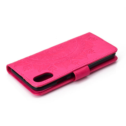 Imprinted Mandala Pattern Wallet Leather Case for iPhone XS Max 6.5 inch