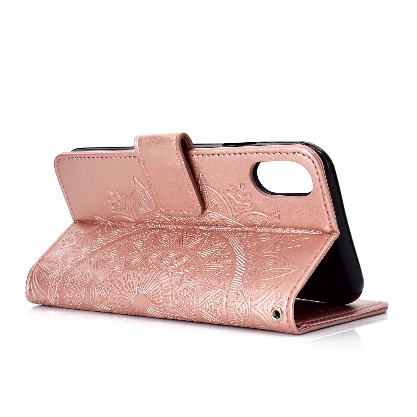 Imprinted Mandala Pattern Wallet Leather Case for iPhone XS Max 6.5 inch