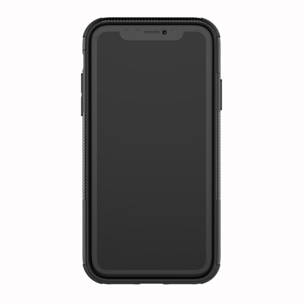Tire Pattern Kickstand PC + TPU Combo Back Case for iPhone XR 6.1 inch- Black