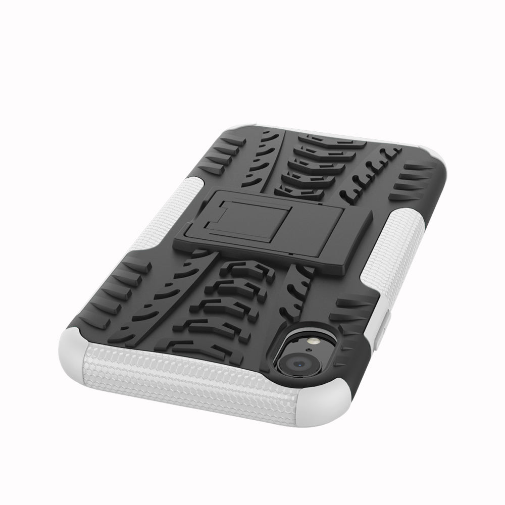 Tire Pattern Kickstand PC + TPU Combo Back Case for iPhone XR 6.1 inch- Black